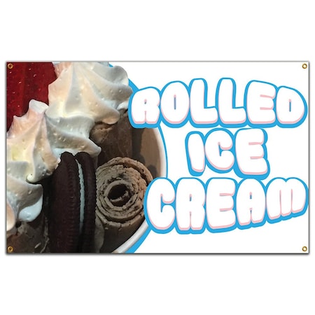 Signmission Rolled Ice Cream Banner Concession Stand Food Truck Single Sided B-96 Rolled Ice Cream19